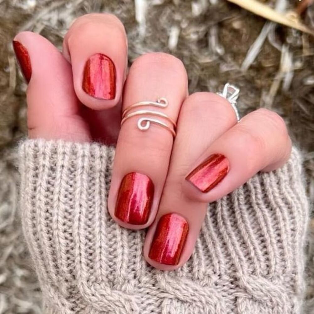 Color Street | Prey- Monition, duochrome, fiery red to burnt orange nail strips